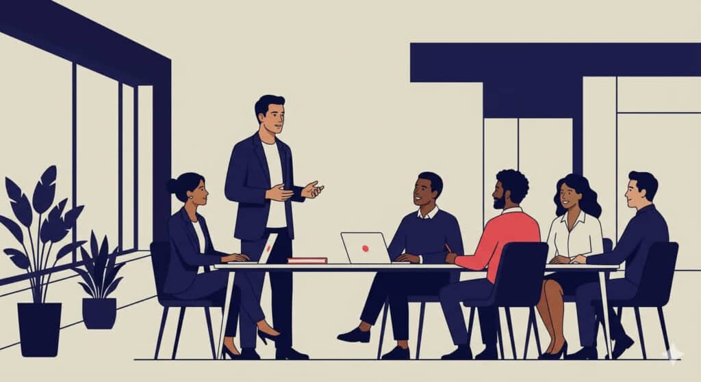using-english-at-meetings adult professional practising speaking English in a work context